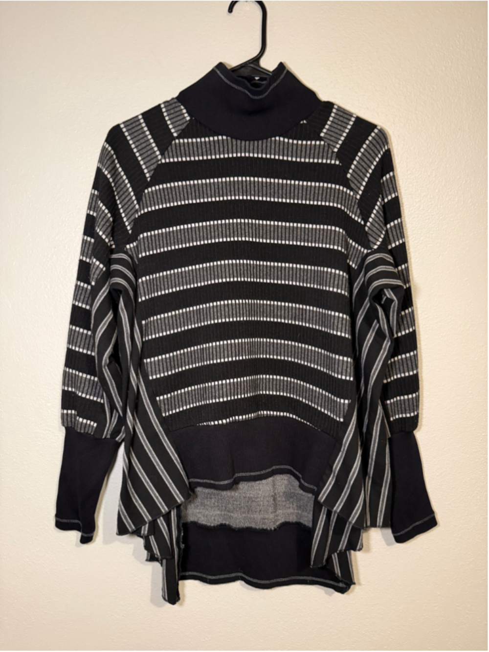 Ozai N Ku Striped Asymmetrical Mock Neck Tunic